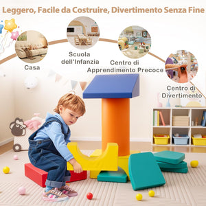Set 10 Giocattoli da Arrampicata per Bambini, Blocchi da Costruzione in Schiuma Morbidi, Set Attività per Gattonare e Scivolare per Neonati 1-3 Anni