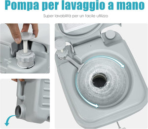 20L Toilette Portatile, Toilette da Esterno per Campeggio Viaggio, con Serbatoio dell'Acqua di Scarico Estraibile, 36x42x43 cm