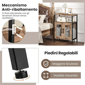 Armadio per Vino con Portaoggetti, Portabottiglie di Vino con Portabottiglie e Porta Bicchieri Rimovibili, Armadietto con Portabottiglie, 60 x 34 x 79 cm (Marrone Chiaro)