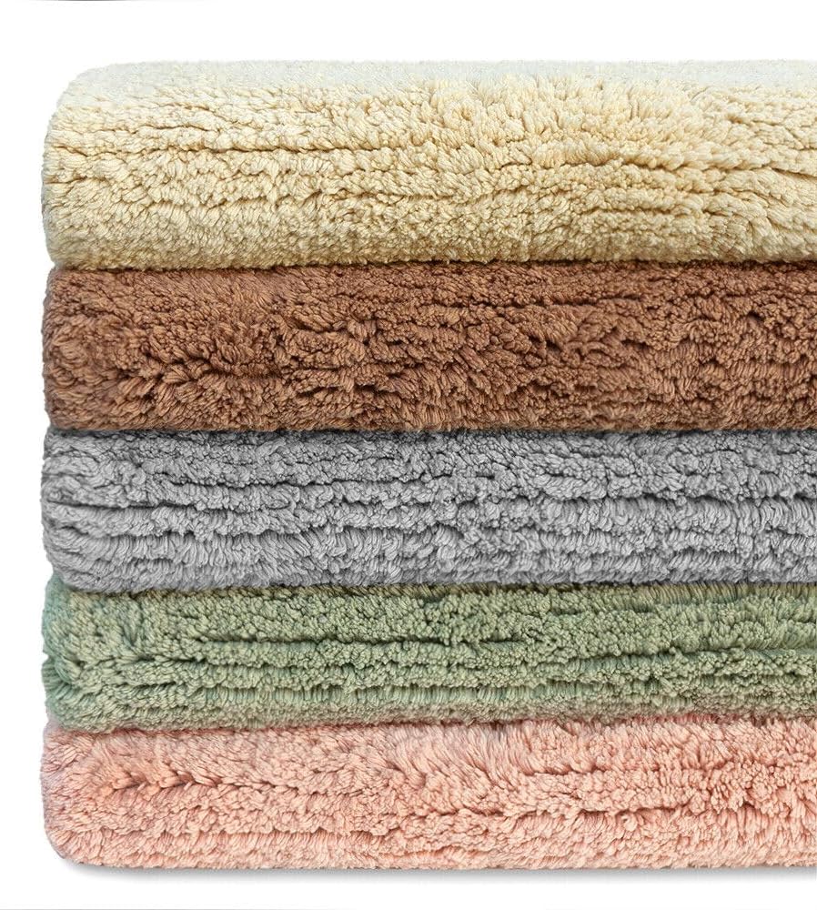 Tappeto Scendiletto Camera Doccia Bagno 60x120 Cm Morbido Puro Cotone Assorbente Antiscivolo Verde