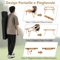 Tavolo da Campeggio Pieghevole, Tavolo da Picnic con Borsa Trasporto e Piano Impermeabile, con Struttura in Alluminio, per Giardino Campeggio, Portata 80 kg (Naturale)