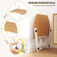 Tavolino da Letto e Divano, Tavolino Pieghevole e Regolabile in Altezza con Ruote e Piano Inclinabile a 90°, Mobile Multifunzionale e Portatile per Lavorare e Mangiare da Casa e Ufficio