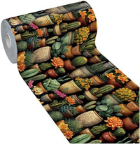 Tappeto Cucina Pvc Stampa Digitale 51x180 cm Antimacchia Design Piante Grasse Cactus