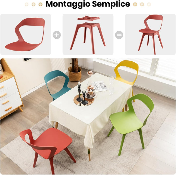 Set di 4 Sedie da Pranzo, Sedie per Cucina 4 Pezzi, Sedie Moderne Laterali per la Sala da Pranzo, Soggiorno e Sala d'Attesa, Facile da Montare