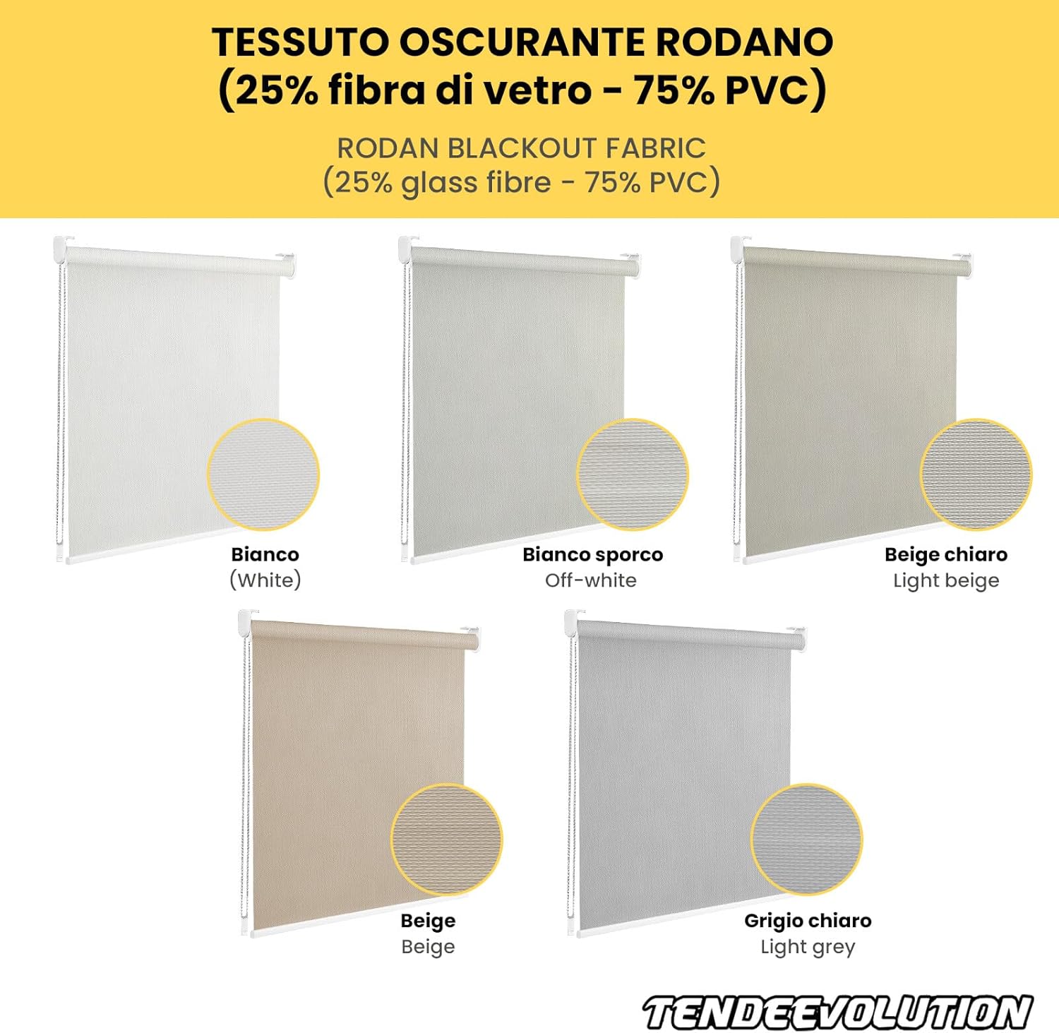 Tenda a Rullo Su Misura RODANO OSCURANTE - Larghezza 1,50m x Altezza 2,50m - Colore Beige 4 - Ideale per Interni ed Esterni