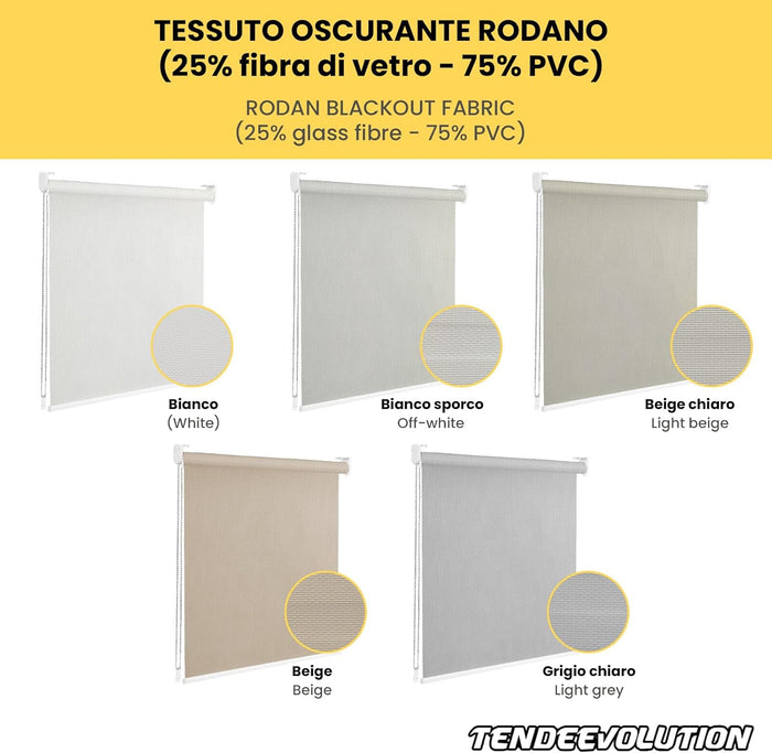 Tenda a Rullo Su Misura RODANO OSCURANTE - Larghezza 0,60m x Altezza 2m - Colore Beige chiaro 3 - Ideale per Interni ed Esterni