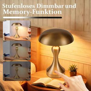 ZMH Lampada da tavolo wireless bronzo dorato touch batteria USB ricaricabile per comodino soggiorno