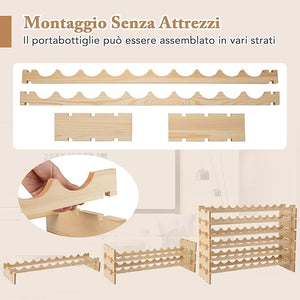 Cantinetta Portabottiglie Vino, Portabottiglie di Vino da 60 Bottiglie a 6 Ripiani, Scaffale Portavino da Terra per Cucina, Cantina e Ristorante (60 Bottiglie)