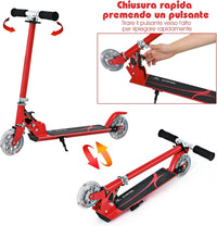 Monopattino Bambini, Monopattini a Spinta Pieghevole e Regolabile in 3 Altezze, con 2 Ruote Lampeggianti, Freno e Cavalletto, Portata 70 kg