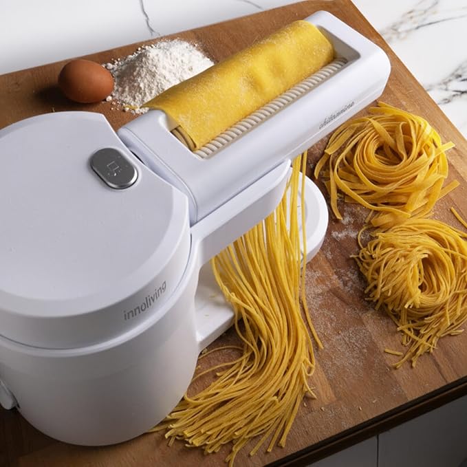 Innoliving Macchina Elettrica Sfogliatrice per Pasta Fatta in Casa INN-783, 100W, 6 Livelli di Spessore, 3 Tipi di Pasta, Lavorazione Continua fino a 1 Ora
