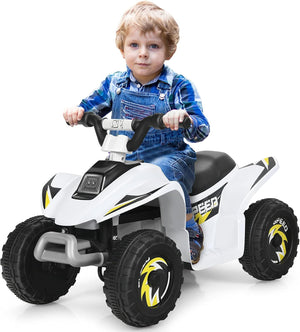 6V Quad Elettrico per Bambini con Batteria, Mini Quad con Funzione Avanti/Indietro, Velocità Massima 4,6 km/h (Bianco)