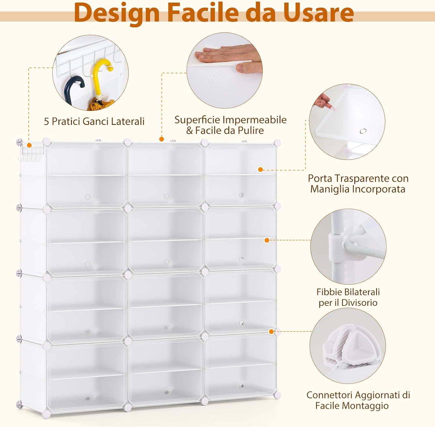 Scatole per Scarpe, Set di 12 Organizzatori Porta Scarpe Impilabili, Contenitore per Scarpe in PP Trasparente, per Ingresso, Corridoio e Armadio, Nero (Bianco)