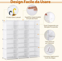 Scatole per Scarpe, Set di 12 Organizzatori Porta Scarpe Impilabili, Contenitore per Scarpe in PP Trasparente, per Ingresso, Corridoio e Armadio, Nero (Bianco)