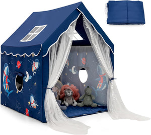 Tenda da gioco per Bambini, Casetta per Bambini da Interno con Tappetino Imbottito Rimovibile, Ideale per Bambini e Bambine, 105 x 121 x 137 cm (Blu)