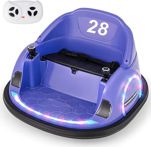 12V Autoscontro Elettrico per Bambini, Macchina Elettrica Cavalcabile con Telecomando, Luci Musica e Imbottitura Anti-collisione, Auto a Scontro per Bambini 18 Mesi + (Viola)