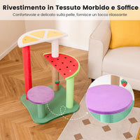 Tiragraffi per Gatti a Forma di Frutta, Albero Moderno per Animali Domestici Multilivello con Piattaforme, Palla di Fragola Pendente e Tiragraffi per Gatti