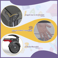 5-in-1 Lettino da Campeggio con Materasso, Lettino per Bambini con Fasciatoio, Lettino Pieghevole e Portabile, Altezza Regolabile in 5 Livelli, per Bambini 0-36 Mesi (Grigio+Grigio Scuro)