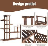 Porta Piante da Interno ed Esterno, Scaffale per Piante a Scala in Legno, Porta Vasi e Fiori da Balcone, Giardino e Salotto (MODELLO 6)