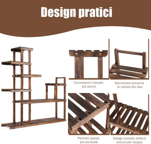 Porta Piante da Interno ed Esterno, Scaffale per Piante a Scala in Legno, Porta Vasi e Fiori da Balcone, Giardino e Salotto (MODELLO 6)