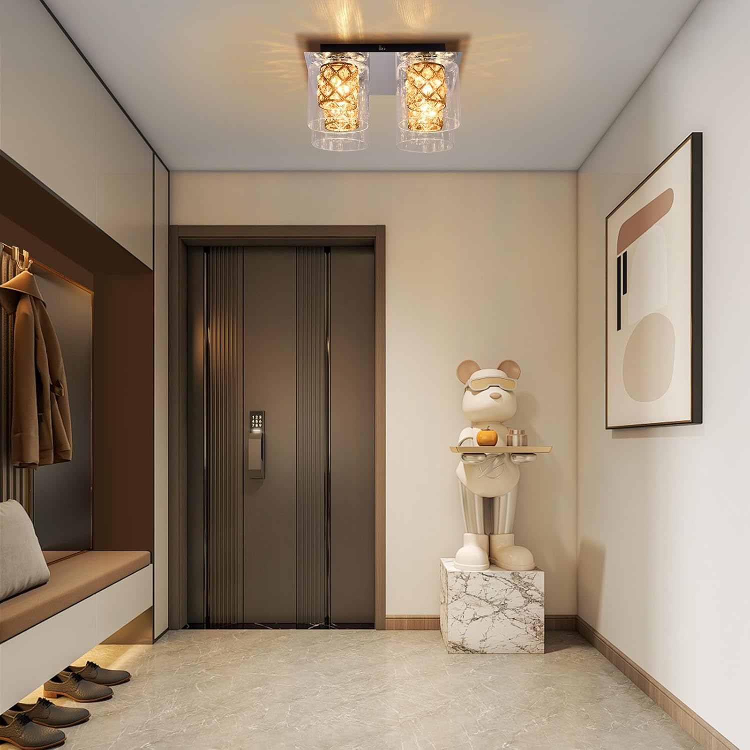 ZMH Lampada da soffitto plafoniera cristallo trasparente 4 luci per soggiorno cucina