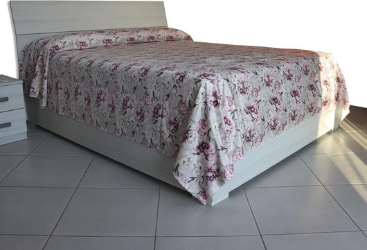 Copriletto Matrimoniale Autunno Inverno in Morbido Velluto Digitale, Misure Generose 250x280cm, Manifattura Italiana (Flowering)