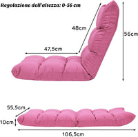 Sedia da Terra, Sedia da Pavimento con Posizioni Regolabili, Sedia Reclinabile Imbottita con Struttura in Acciaio Durevole, Facile da Conservare, Ideale per Salone Studio e Camera (Rosa)