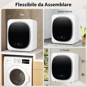 800W Asciugatrice Portatile, Asciugatrice Compatta con Cestello in Acciaio Inox 5kg, panello a LED e Asciugatura Intelligente, Ideale per Casa Appartamento, 48x40x56 cm [Classe di efficienza energetica C]
