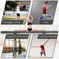Trave Ginnastica Artistica per Casa 210/240 cm, Trave Pieghevole per Bambini con Maniglia, Base in Legno e Fondo Antiscivolo, Trave di Equilibrio da Pavimento