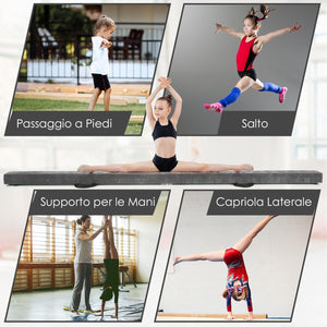 Trave Ginnastica Artistica per Casa 210/240 cm, Trave Pieghevole per Bambini con Maniglia, Base in Legno e Fondo Antiscivolo, Trave di Equilibrio da Pavimento