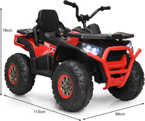 12 V Quad Elettrico per Bambini, Auto Elettrica Cavalcabile con Luci LED e Musica, Velocità fino a 8 km/h, per Bambini 3+ anni (Rosso)