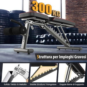 Panca Regolabile, Panca per Pesi Multifunzione, Panca Pesi Panca Fitness, Fino a 300kg, Ideale per Casa Ufficio