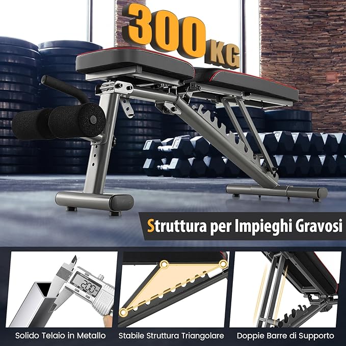 Panca Regolabile, Panca per Pesi Multifunzione, Panca Pesi Panca Fitness, Fino a 300kg, Ideale per Casa Ufficio