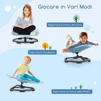 Sedia Girevole a 360° per Bambini, Sedia Sensoriale con Base in Metallo Antiscivolo per Allenare la Coordinazione Fisica e l'Equilibrio, Giocattolo per Cameretta (Blu,Fiore)