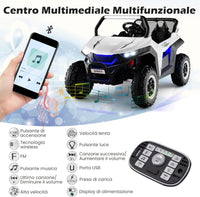 12V Auto Elettrico per Bambini, Macchina Fuoristrada a 2 Posti, Macchina Elettrica con Luci Suoni, Regalo per Bambini 3-8 Anni, 118x74x71 cm (Bianco)