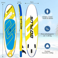 Tavola da Paddle Gonfiabile 305/335 cm, Stand Up Paddle con Superficie Antiscivolo, con Accessori Completi, Tavola da Surf per Giovani e Adulti