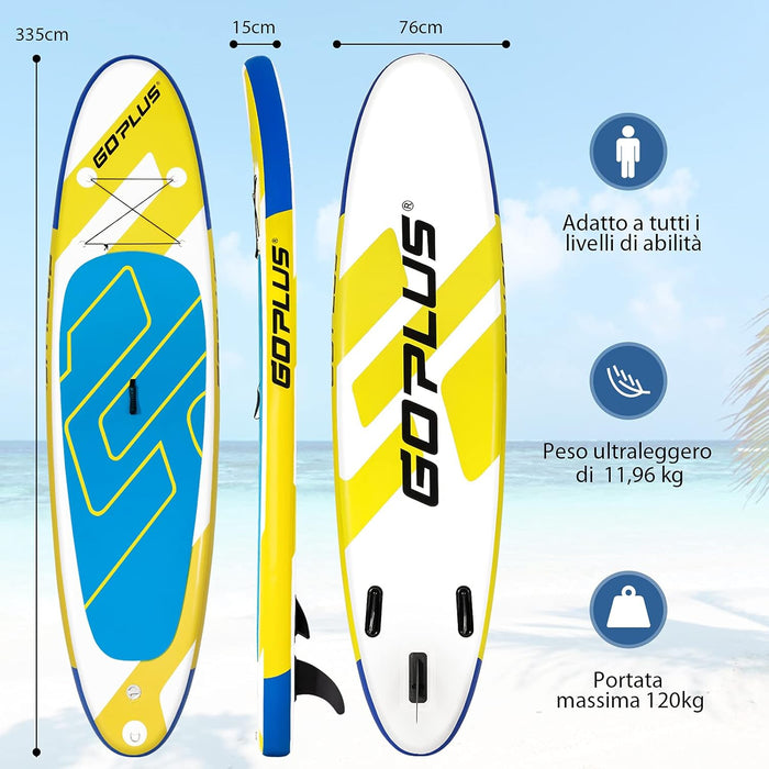 Tavola da Paddle Gonfiabile 305/335 cm, Stand Up Paddle con Superficie Antiscivolo, con Accessori Completi, Tavola da Surf per Giovani e Adulti