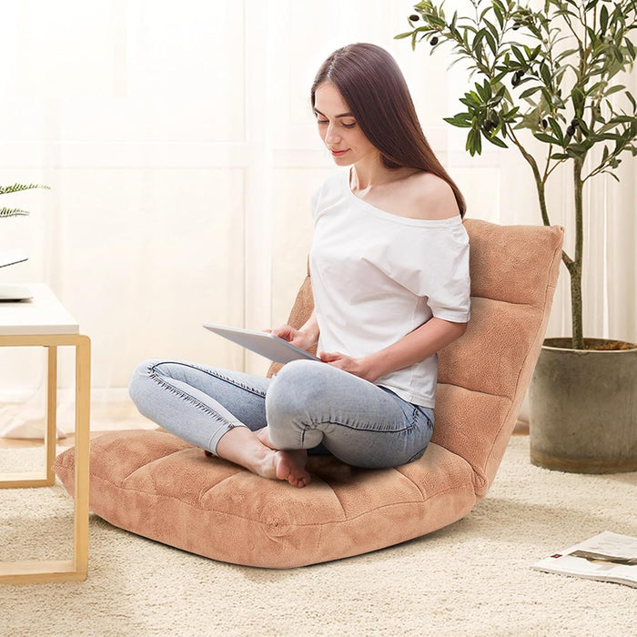 Sedia da Pavimento, Sedia Imbottita Regolabile in 14 Posizioni, Poltrona Salotto per Relax, Yoga, Lettura (Beige)