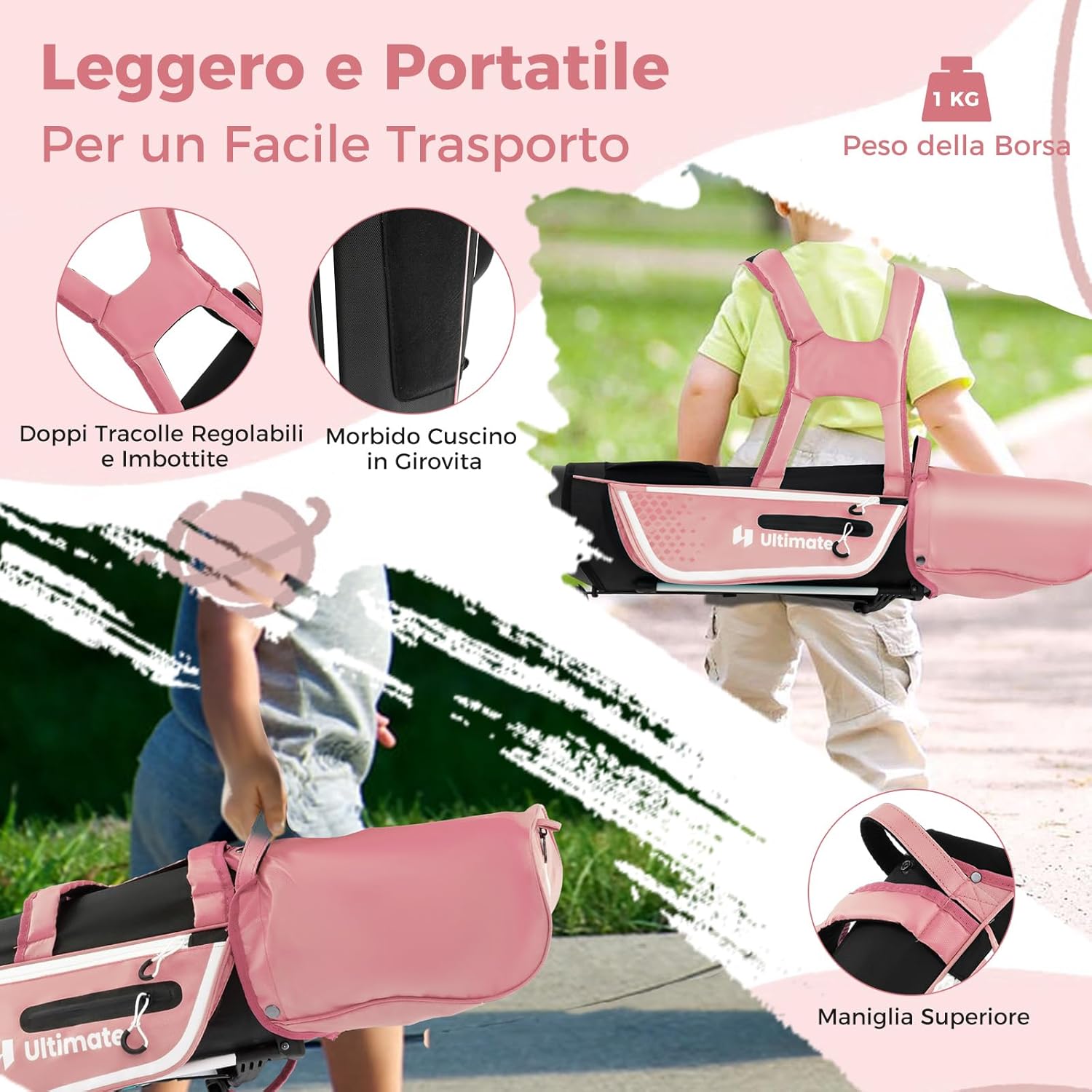 Set di Mazze da Golf per Bambini 5-7 Anni, Set Allenamento Golf con Sacca, Fodera Impermeabile, Legno di Fairway 3, Ferro 7, Ferro S e Putter per Bambini e Bambine, Destrorso