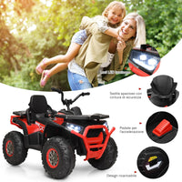 12 V Quad Elettrico per Bambini, Auto Elettrica Cavalcabile con Luci LED e Musica, Velocità fino a 8 km/h, per Bambini 3+ anni (Rosso)