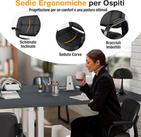 Set di 2 Sedie per Ospiti, Poltrona in Pelle Artificiale con Struttura in Metallo e Braccioli Imbottiti, Sedia da Ufficio Moderna per Sala Conferenze, Portata 120 kg