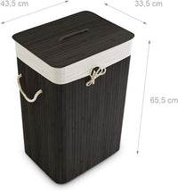 Portabiancheria rettangolare con sacco in cotone 65,5 cm bambù nero 13_0001905_5