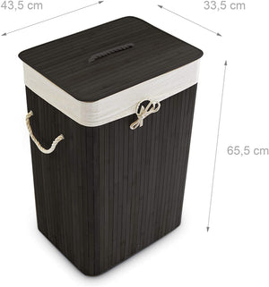 Portabiancheria rettangolare con sacco in cotone 65,5 cm bambù nero 13_0001905_5