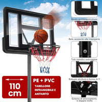 Canestro da Basket Regolabile in Altezza 130-305 cm, Resistente alle Intemperie con Tabellone da 110 cm, Canestro da Basket da Esterno ed Interno per Adulti e Adolescenti