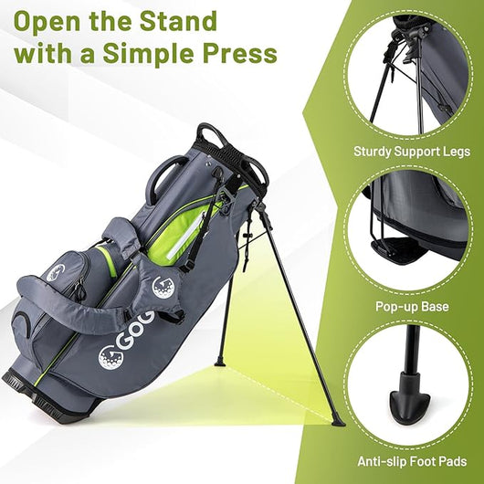 Borsa da Golf con Divisori Superiori a 8 Vie & 5 Tasche con Cerniera, Tracolla Regolabile a Doppia Spalla, Cappuccio Antipioggia e Portombrelli, Sacca da Golf per Donna e Uomo