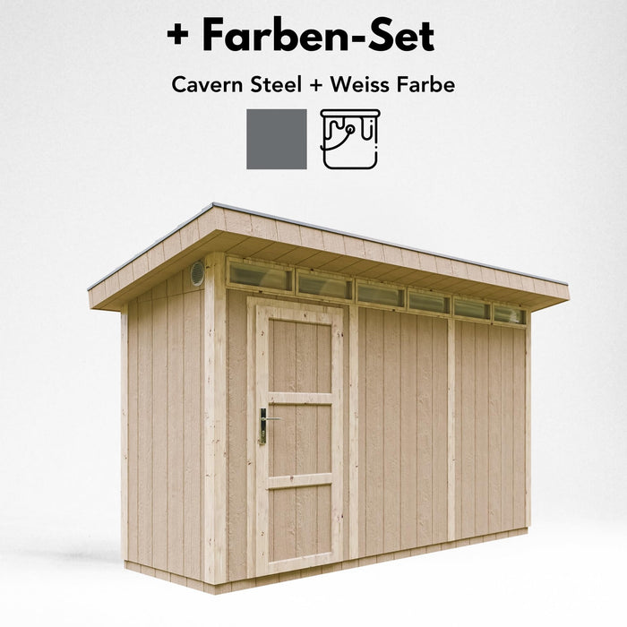 Casetta da Giardino di QUALITÃ€ PREMIUM 4,3mq-L161xW411cm - TIMBELA M902-CAVERN STEEL