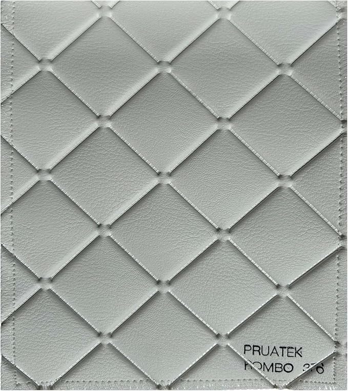 Tessuto FintaPelle Nautica Tappezzeria Alta Qualità "PRUATEK" - Colore ROMBI BIANCO 0376 - Morbida e Resistente - Vendita al Metro - H.140