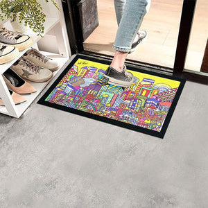 Zerbino Gomma Dipinto Artistico Jack Ottanio Pop Art 40x70 cm Antiscivolo Boston (A)