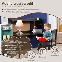 Set Scrivania e Sedia per Bambini 5-12 Anni, Tavolo in Materiale Sicuro con Bacheca in Sughero, 2 Cassetti e Spazio Ampio, Design Moderno, Ideale per Studio e Disegno (Nero)