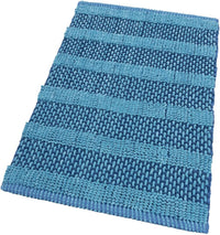 Tappeto Camera Scendiletto Bagno 60x120 Cm Cotone Intrecciato Morbido Assorbente Azzurro