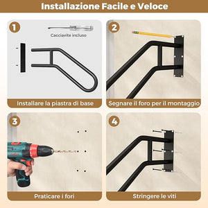 Corrimano per Scala, Ringhiera a Forma di U per 1-3 Gradini per Portico, Corrimano da Parete in Metallo Pesante per Anziani, Bambini e Feriti, 71 x 46 x 8 cm